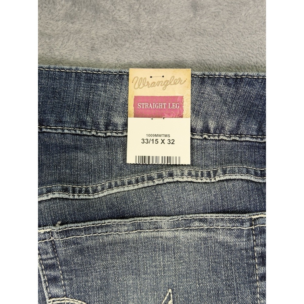 New Wrangler Jeans Womens 33/15 Blue Medium Wash Mid Rise Straight Leg Denim - Picture 7 of 9